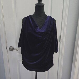For Cynthia Velvet Drape Cowl Neck Top With Open Sleeves XL
